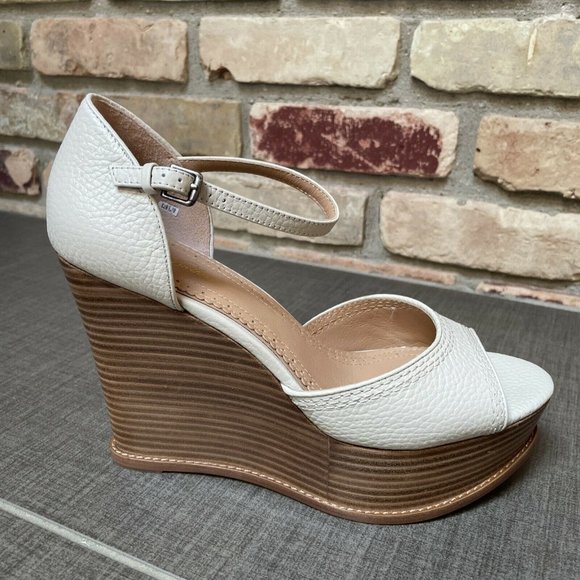 brooks brothers ivory leather wedge platform sandals nib 8.5 - Picture 3 of 11